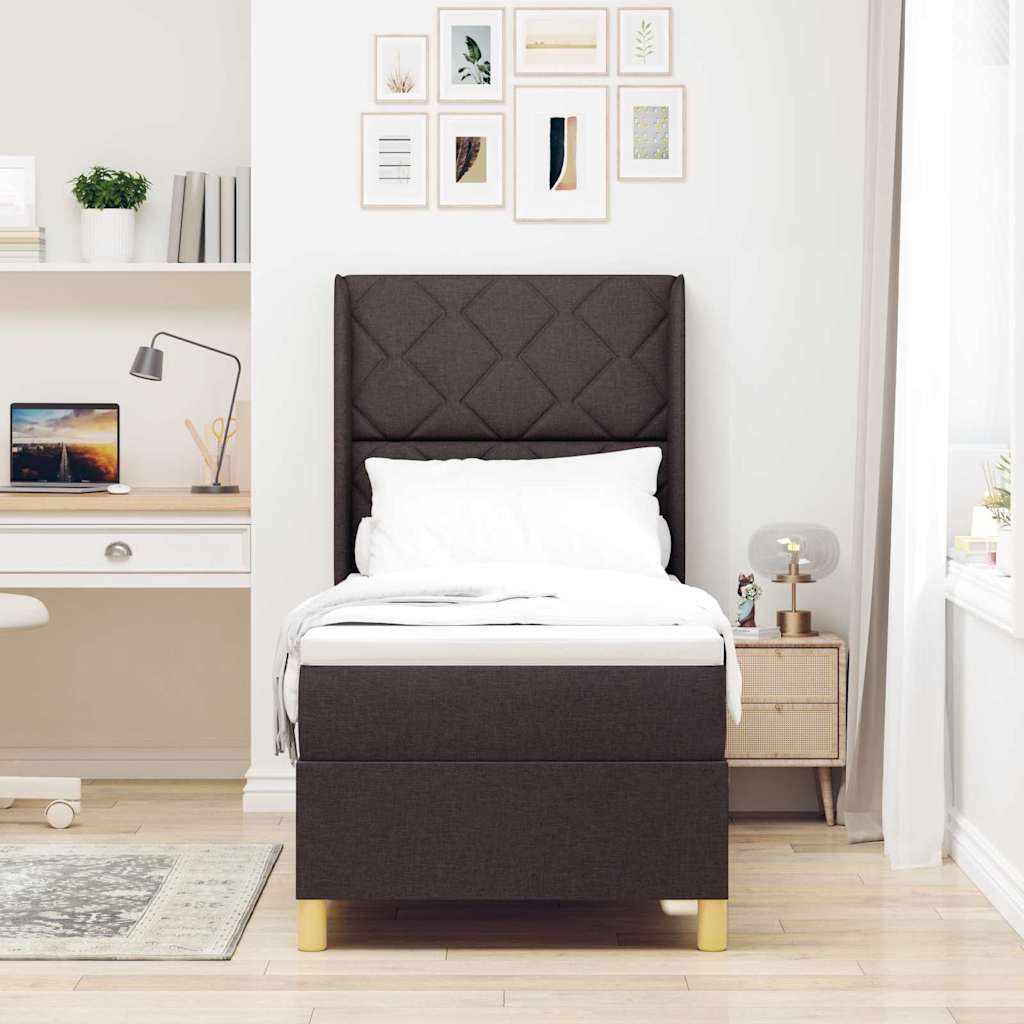Boxspringbett Mit Matratze Stoff Dunkelbraun