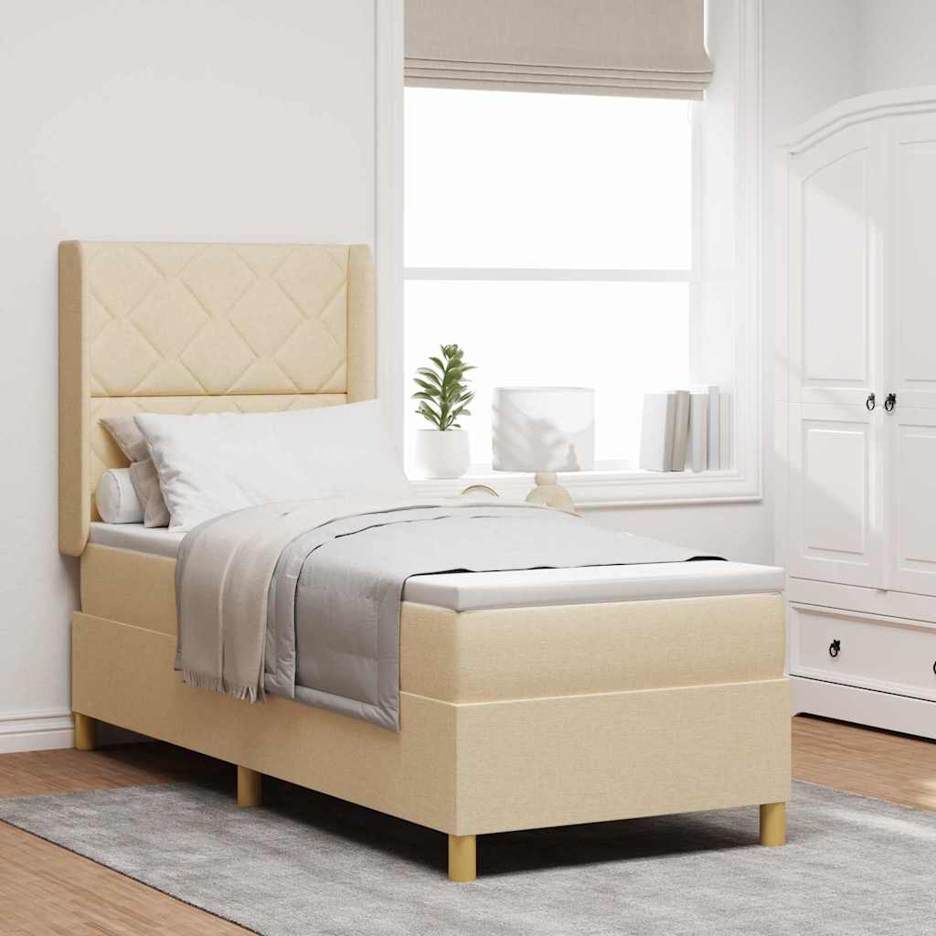 Boxspringbett Mit Matratze Stoff Creme