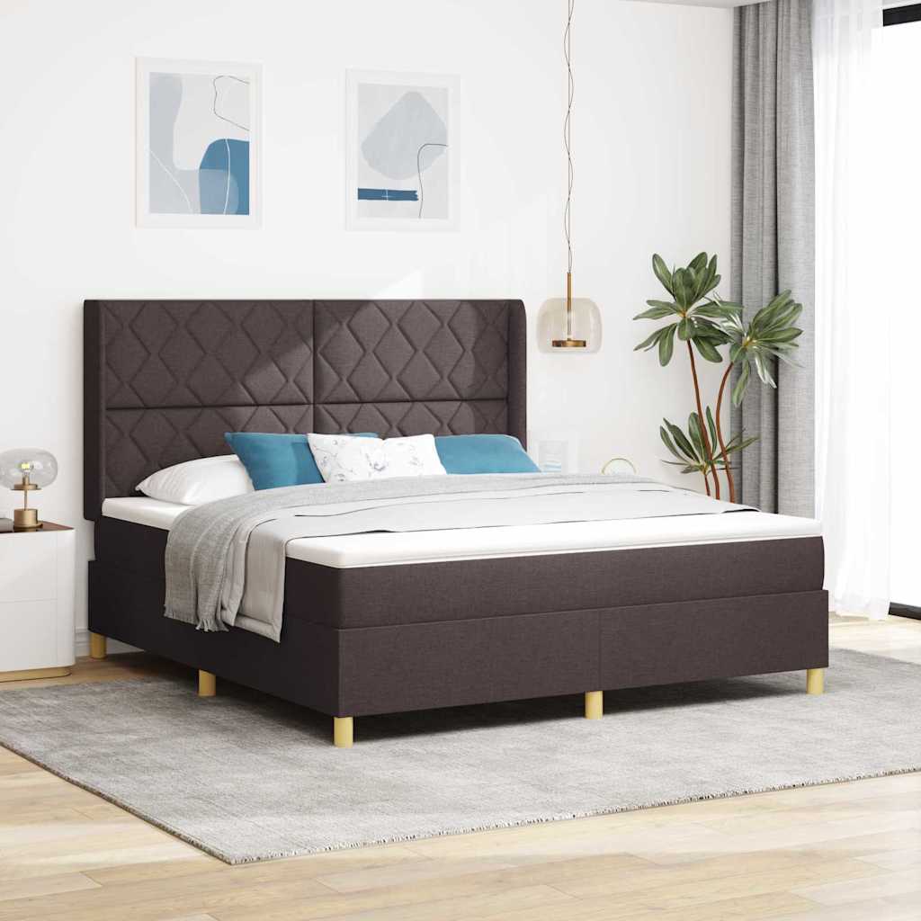 Boxspringbett Mit Matratze Stoff Dunkelbraun