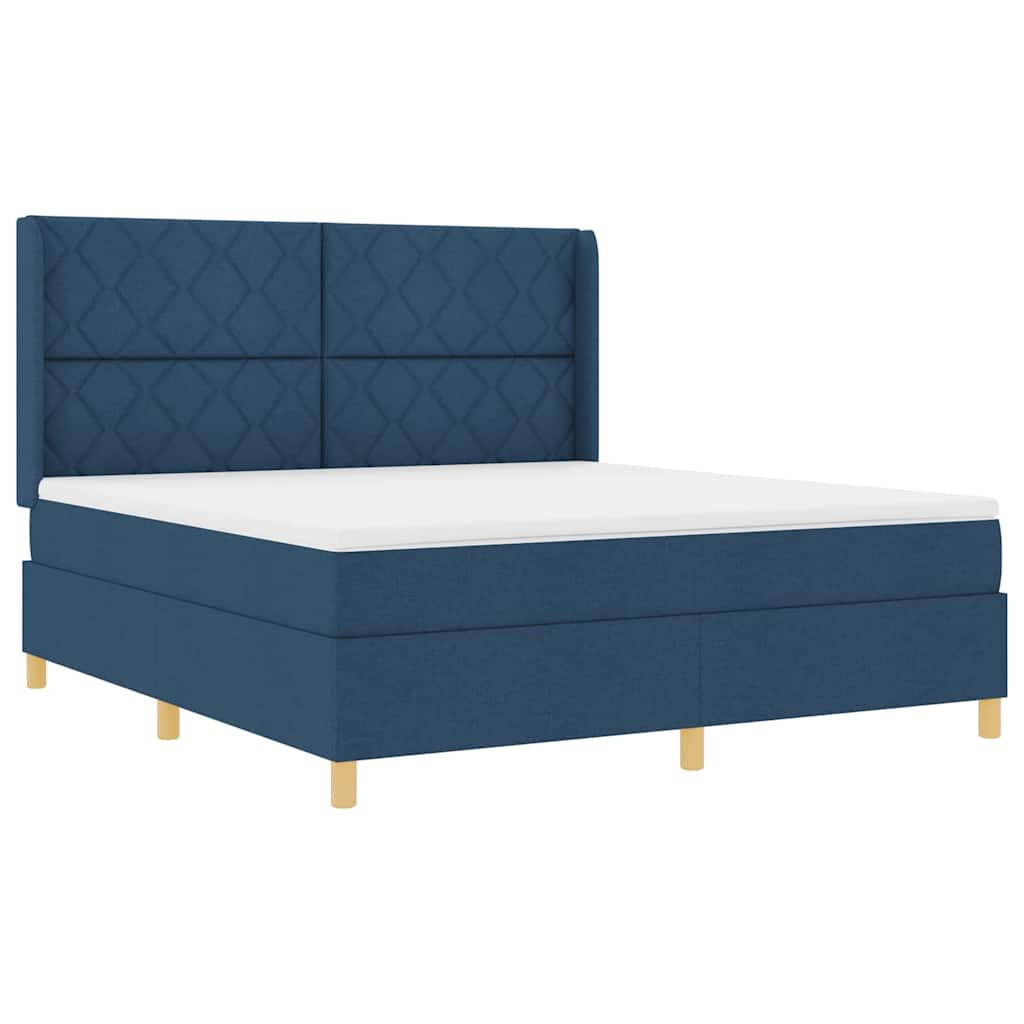 Boxspringbett Mit Matratze Stoff Blau