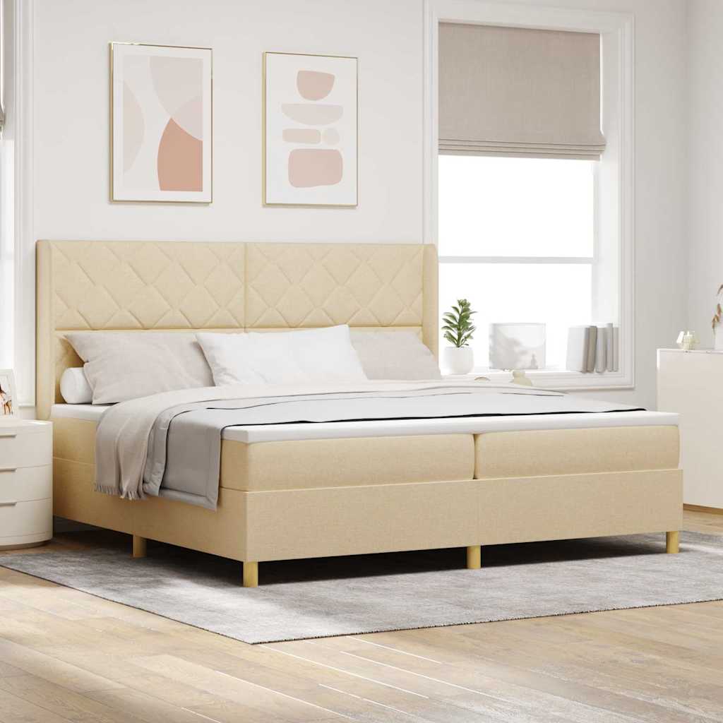 Boxspringbett Mit Matratze Stoff Creme