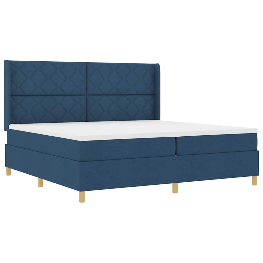 Boxspringbett Mit Matratze Stoff Blau