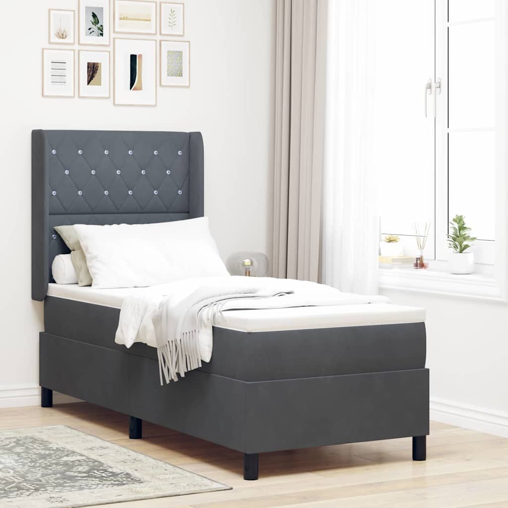 Boxspringbett Mit Matratze Samt Dunkelgrau