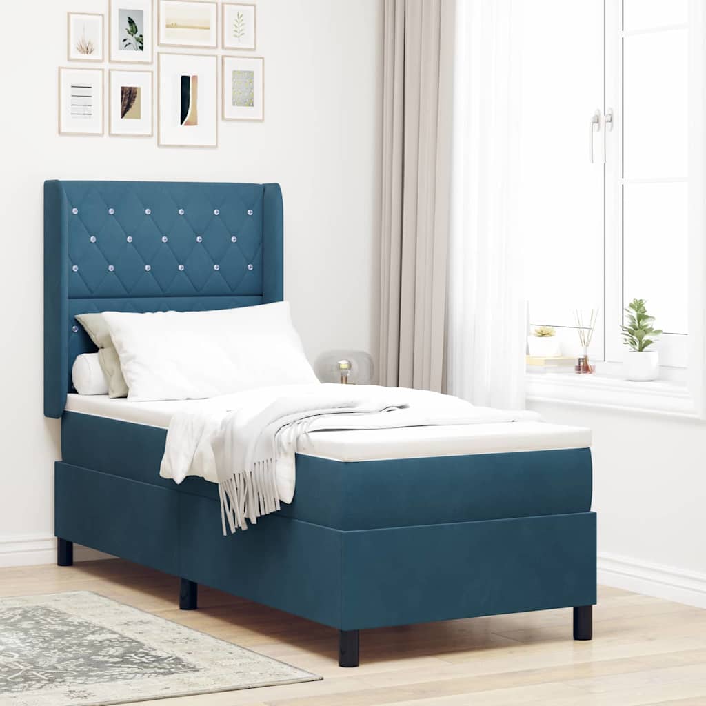 Boxspringbett Mit Matratze Samt Dunkelblau