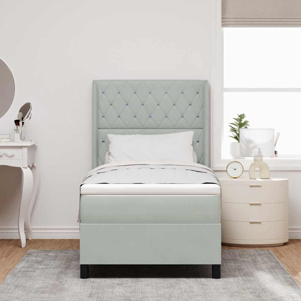Boxspringbett Mit Matratze Samt Hellgrau