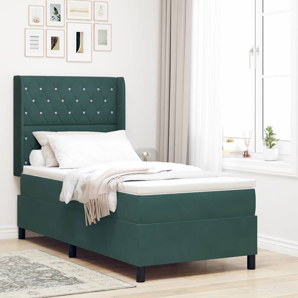 Boxspringbett Mit Matratze Samt Dunkelgrün