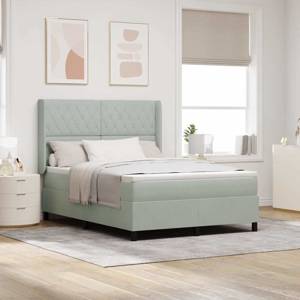 Boxspringbett Mit Matratze Samt Hellgrau