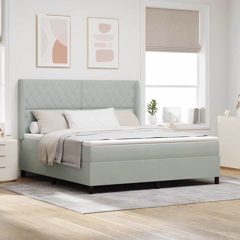 Boxspringbett Mit Matratze Samt Hellgrau