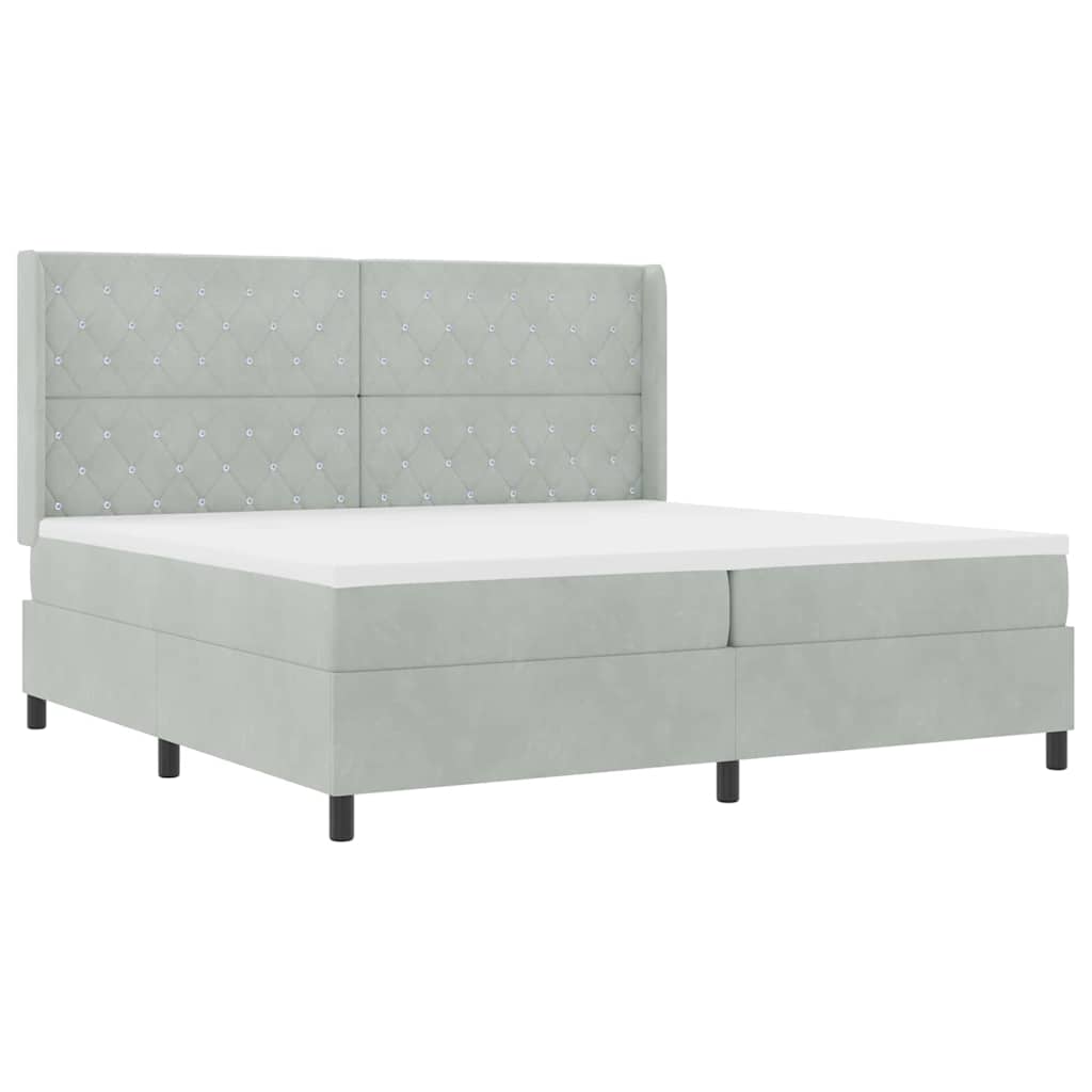 Boxspringbett Mit Matratze Samt Hellgrau
