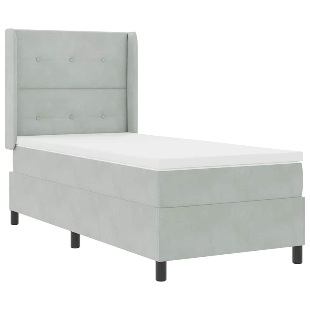 Boxspringbett Mit Matratze Samt Hellgrau