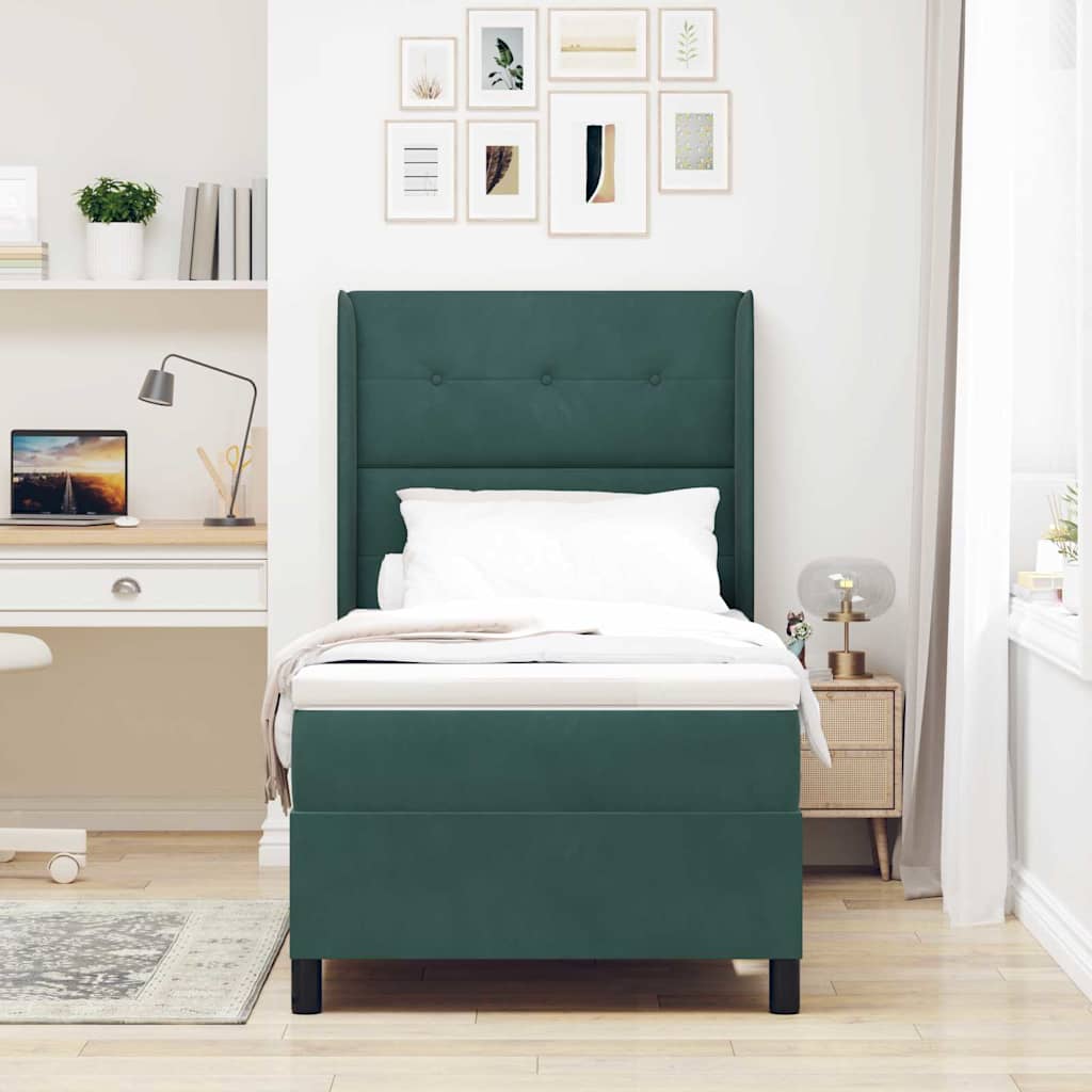 Boxspringbett Mit Matratze Samt Dunkelgrün