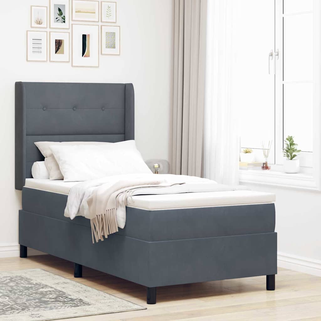 Boxspringbett Mit Matratze Samt Dunkelgrau
