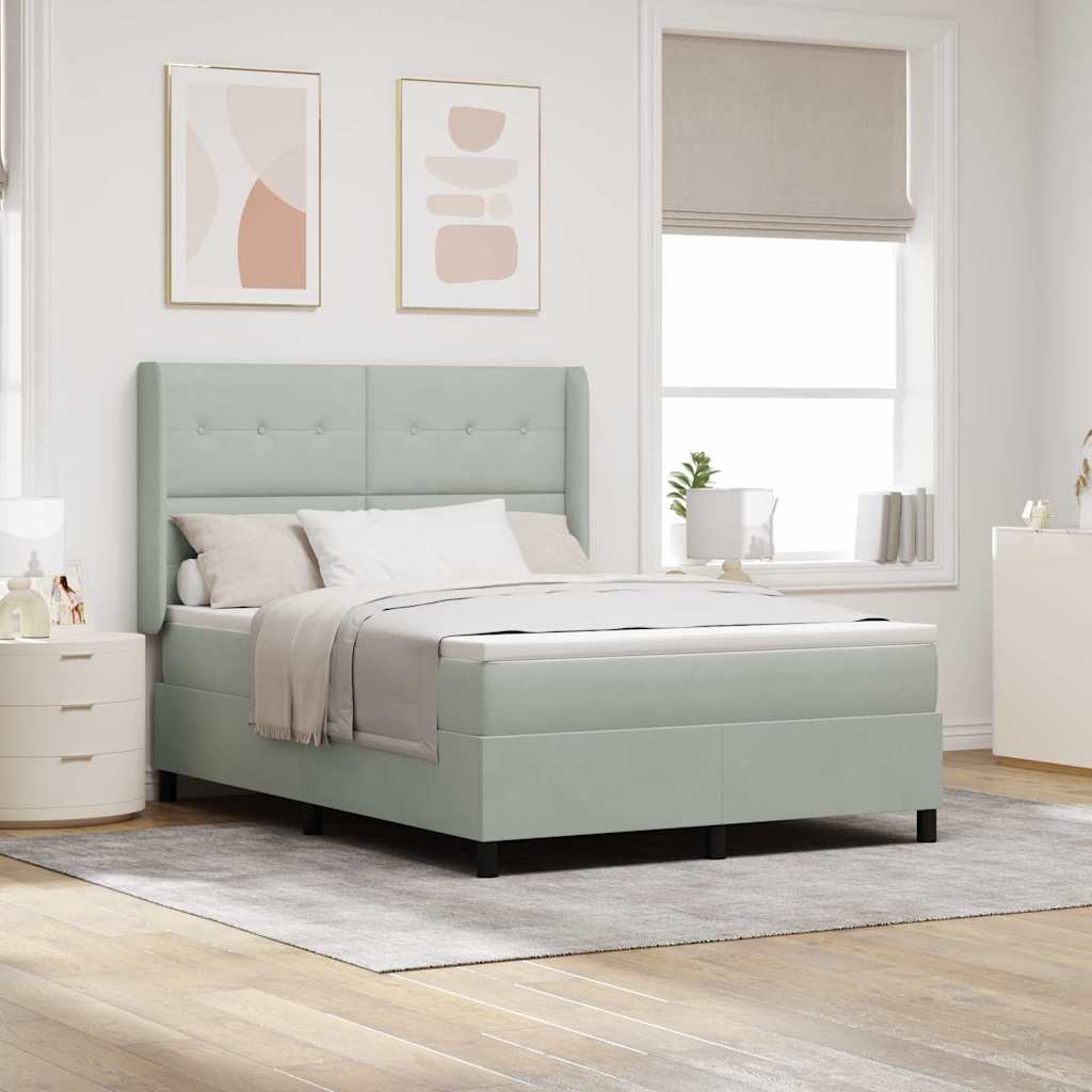 Boxspringbett Mit Matratze Samt Hellgrau