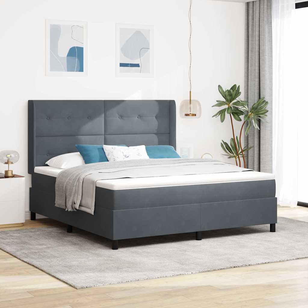 Boxspringbett Mit Matratze Samt Dunkelgrau