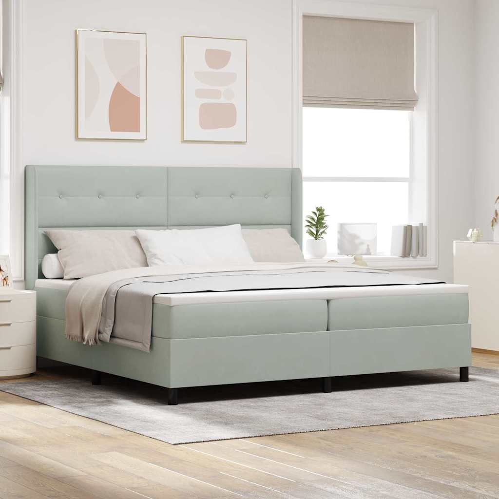 Boxspringbett Mit Matratze Samt Hellgrau