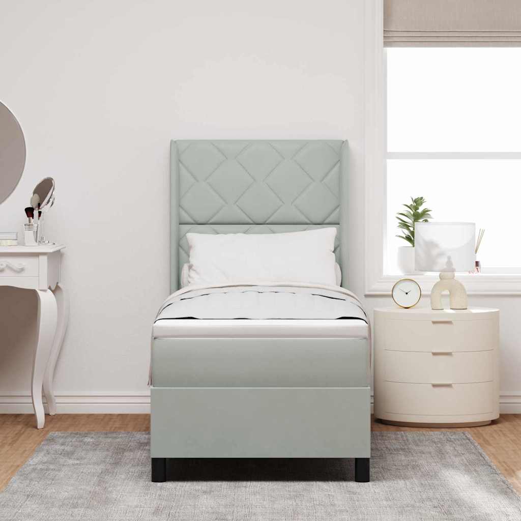 Boxspringbett Mit Matratze Samt Hellgrau