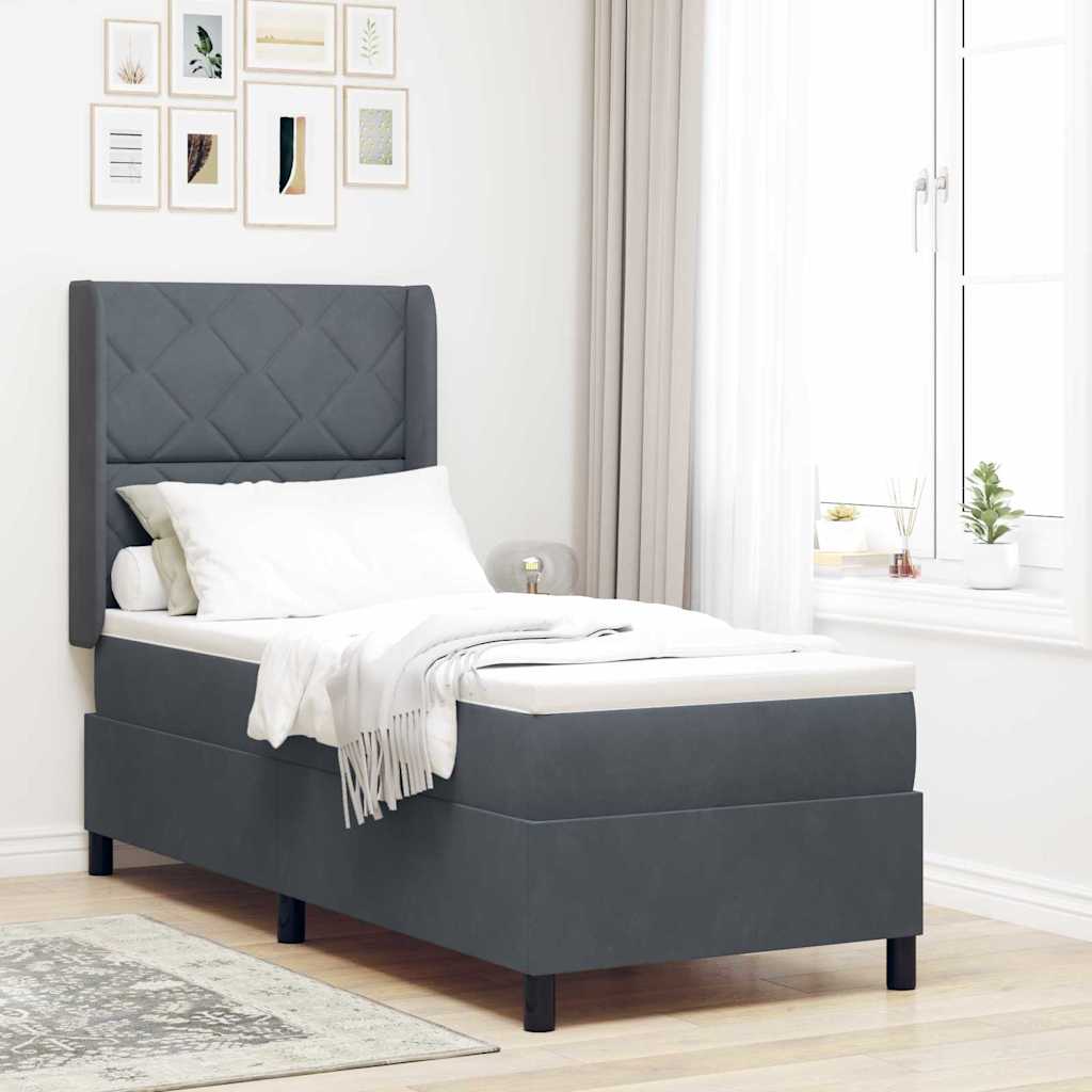 Boxspringbett Mit Matratze Samt Dunkelgrau