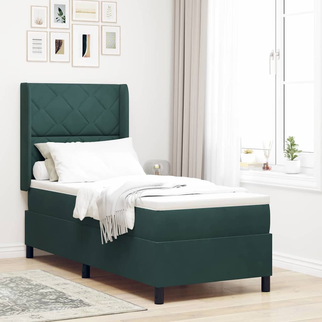 Boxspringbett Mit Matratze Samt Dunkelgrün