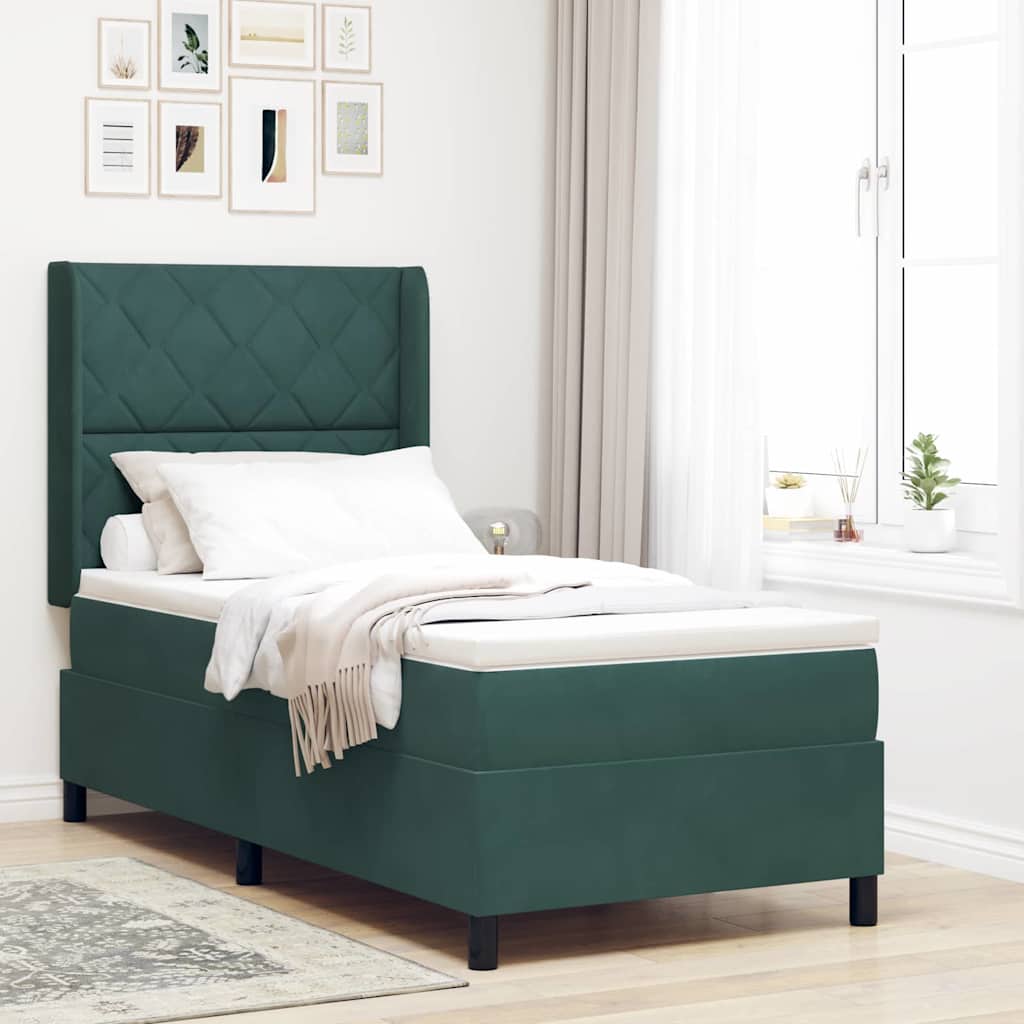 Boxspringbett Mit Matratze Samt Dunkelgrün