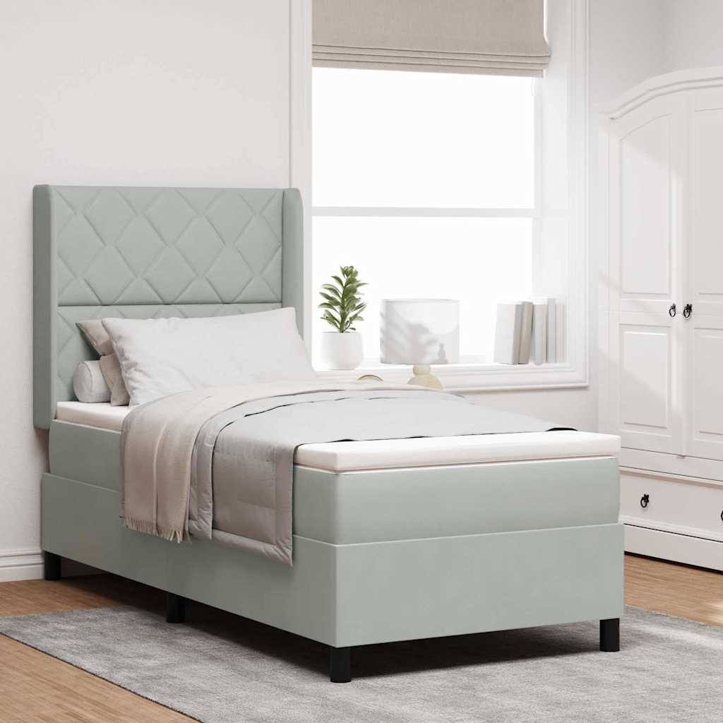 Boxspringbett Mit Matratze Samt Hellgrau