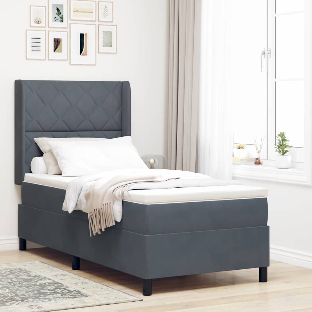 Boxspringbett Mit Matratze Samt Dunkelgrau