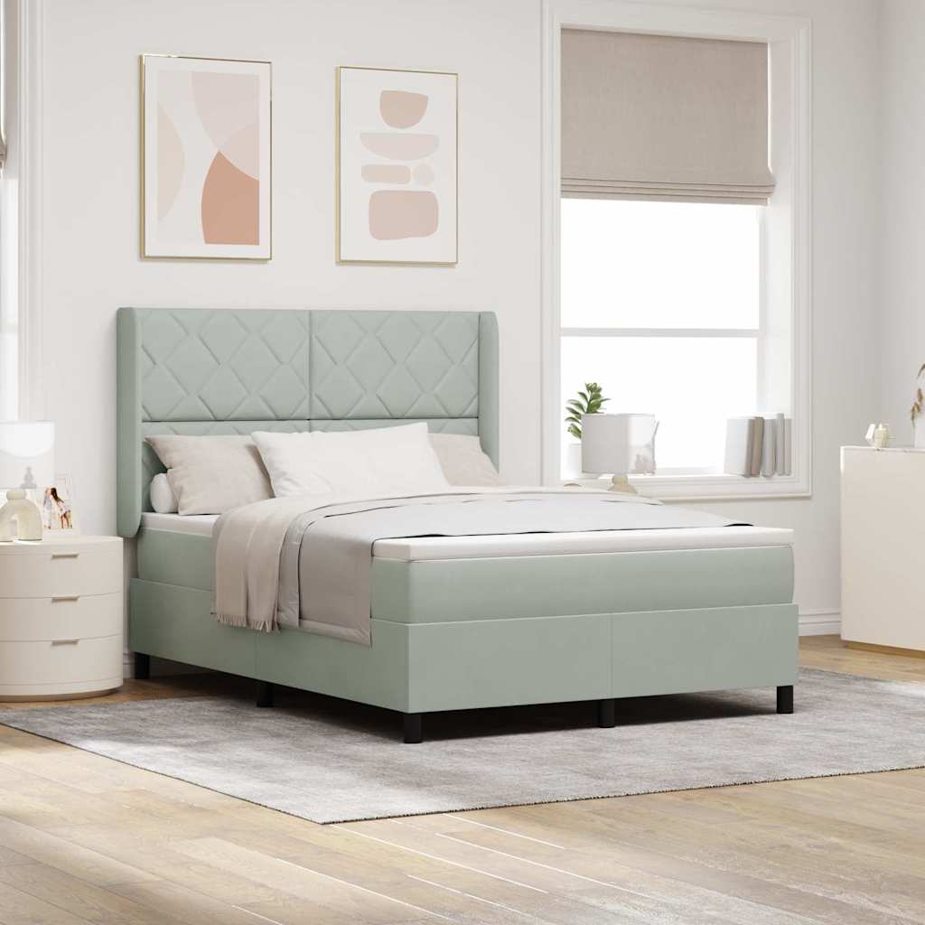 Boxspringbett Mit Matratze Samt Hellgrau