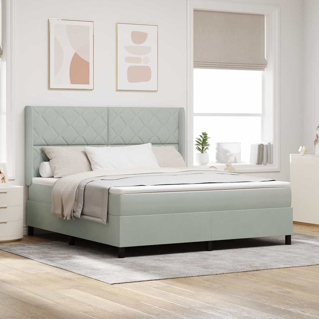 Boxspringbett Mit Matratze Samt Hellgrau