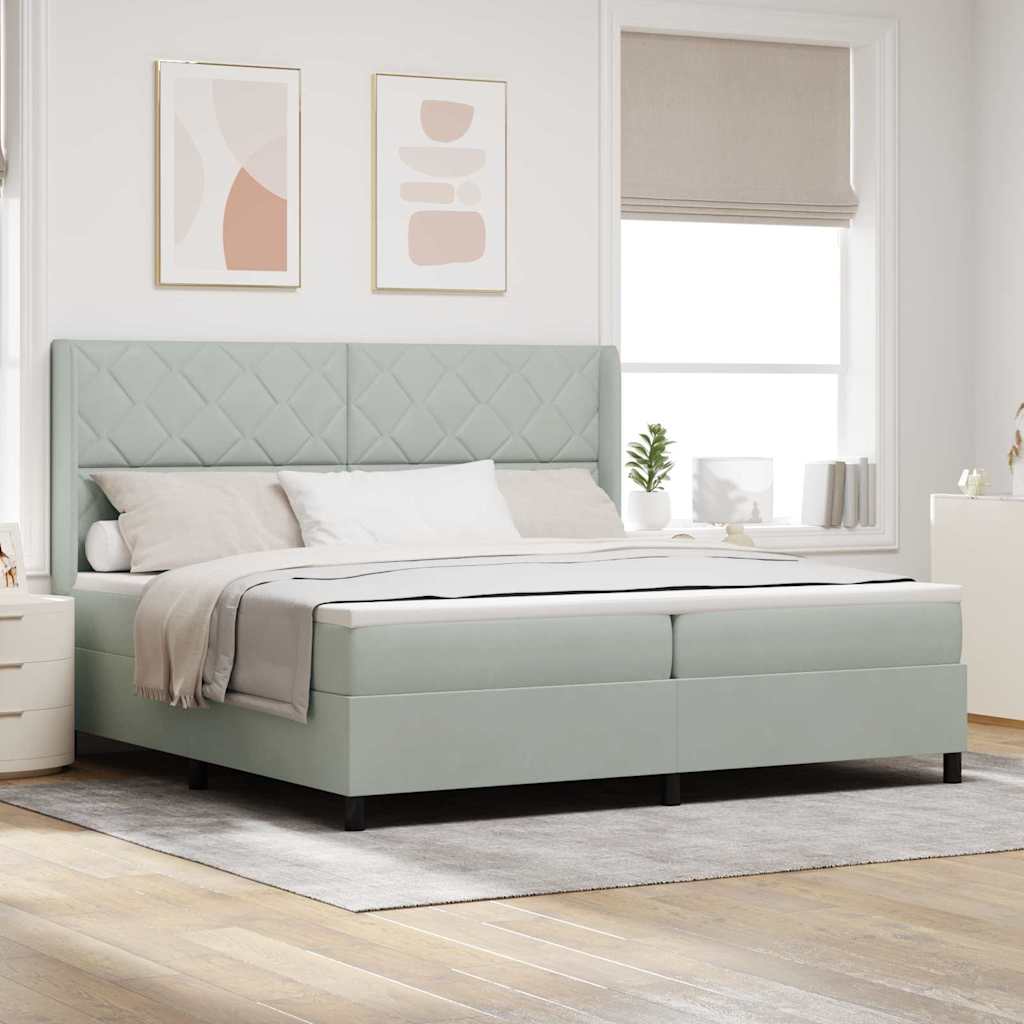 Boxspringbett Mit Matratze Samt Hellgrau
