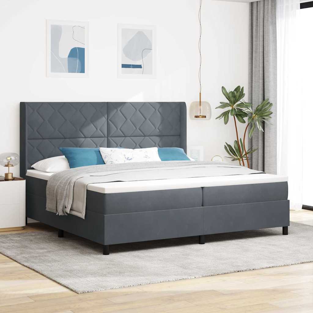 Boxspringbett Mit Matratze Samt Dunkelgrau