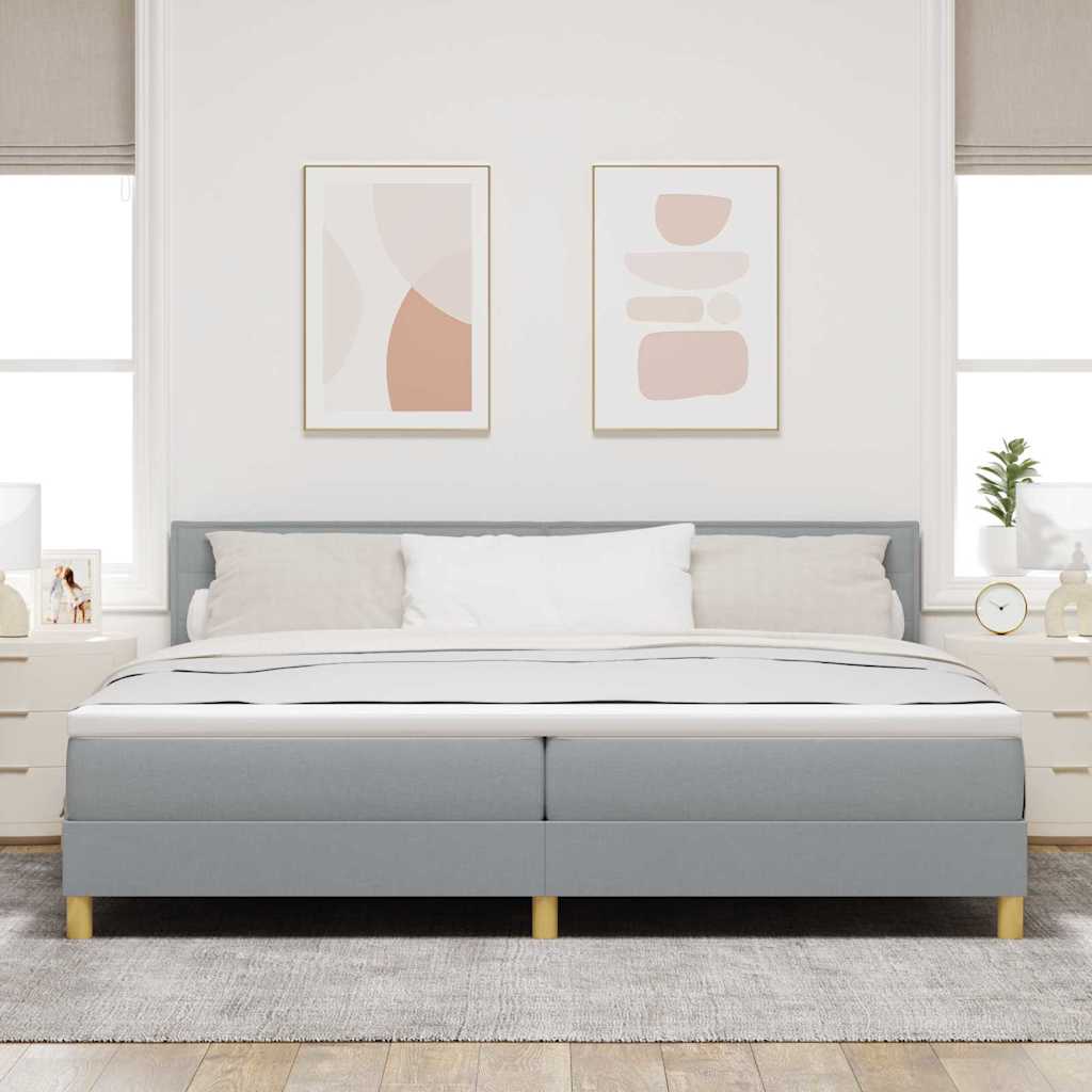 Boxspringbett Mit Matratze Hellgrau Stoff Helles Grau.