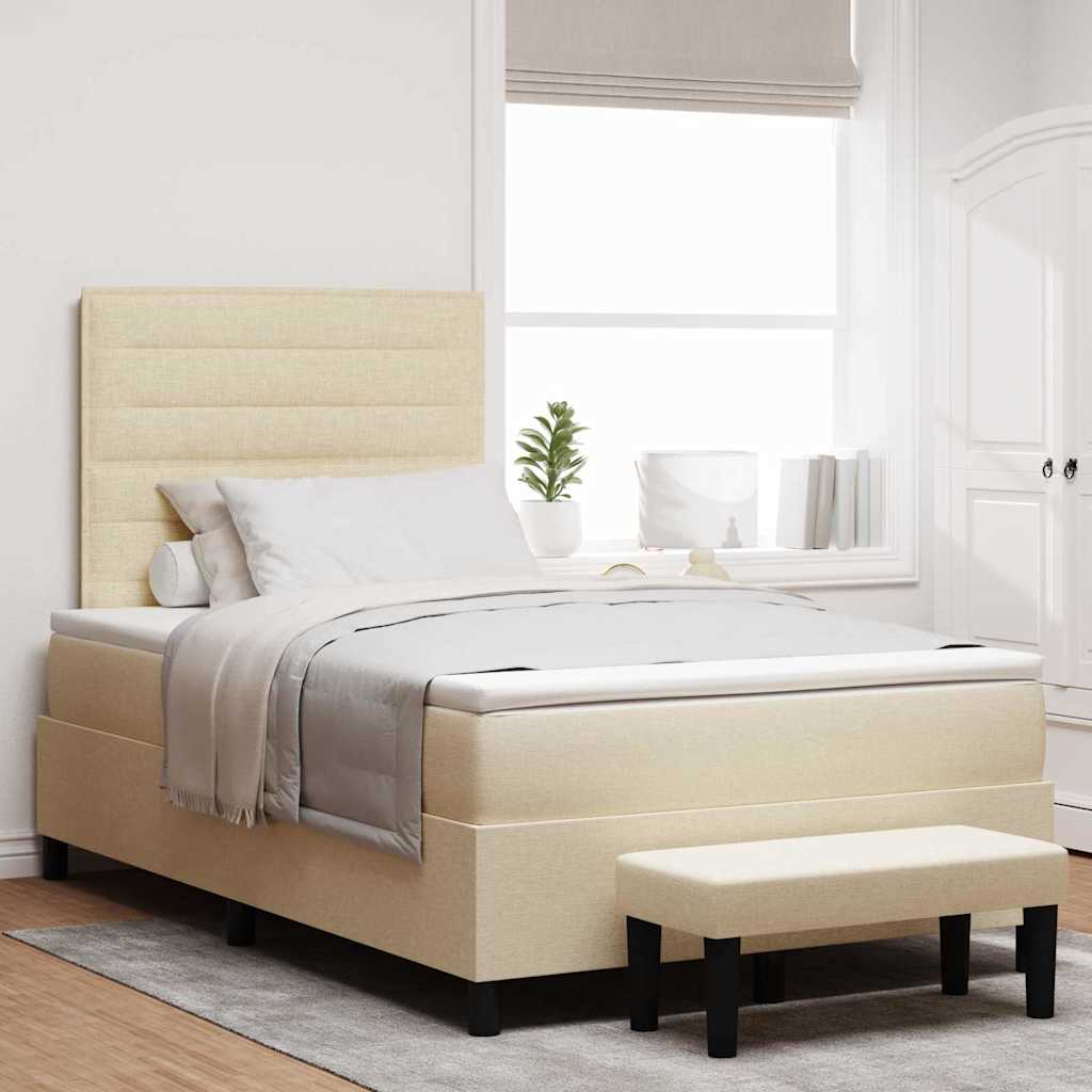 Boxspringbett Mit Matratze Creme 120 X 190 Cm Stoff Taupe