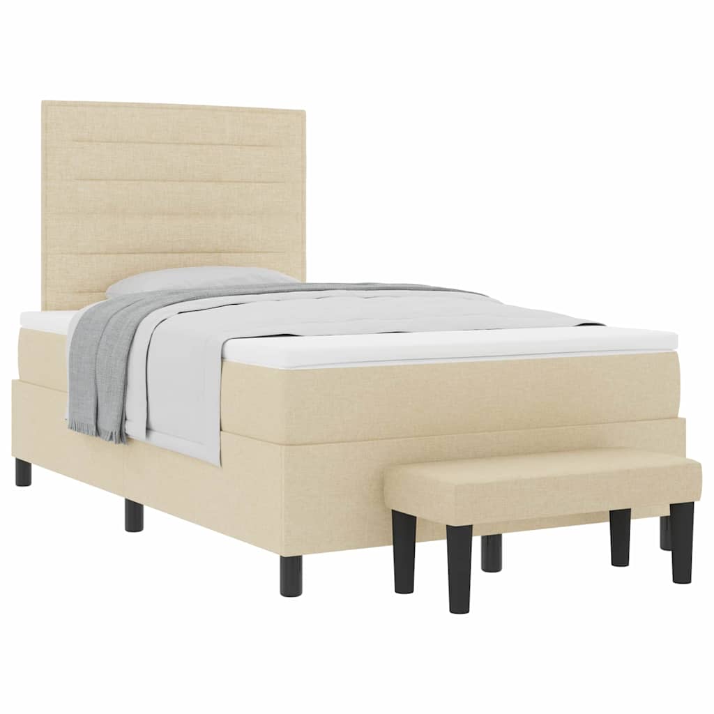 Boxspringbett Mit Matratze Creme 120 X 190 Cm Stoff Taupe