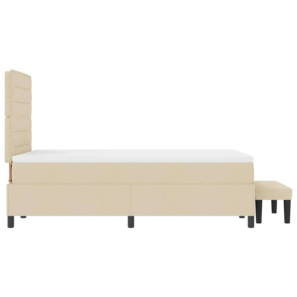 Boxspringbett Mit Matratze Creme 120 X 190 Cm Stoff Taupe