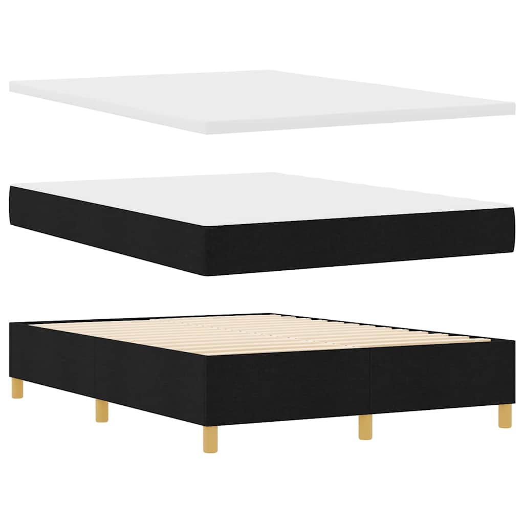 Boxspringbett Mit Matratze Schwarz 140 X 190 Cm Stoff Dunkelgrau