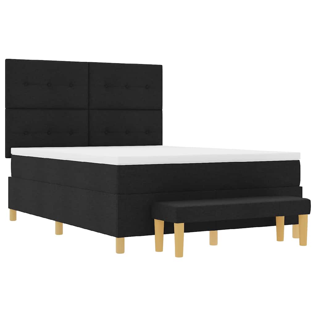 Boxspringbett Mit Matratze Schwarz 140 X 190 Cm Stoff Dunkelgrau