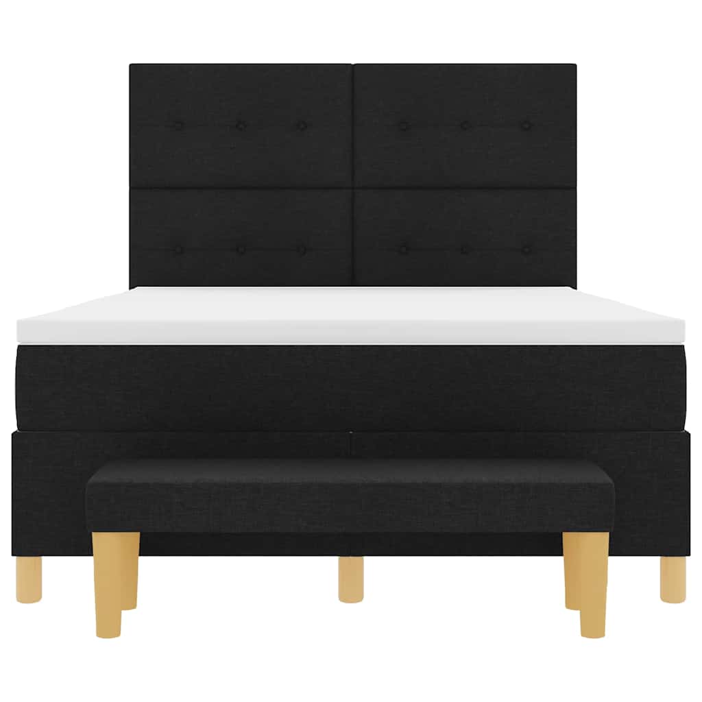 Boxspringbett Mit Matratze Schwarz 140 X 190 Cm Stoff Dunkelgrau
