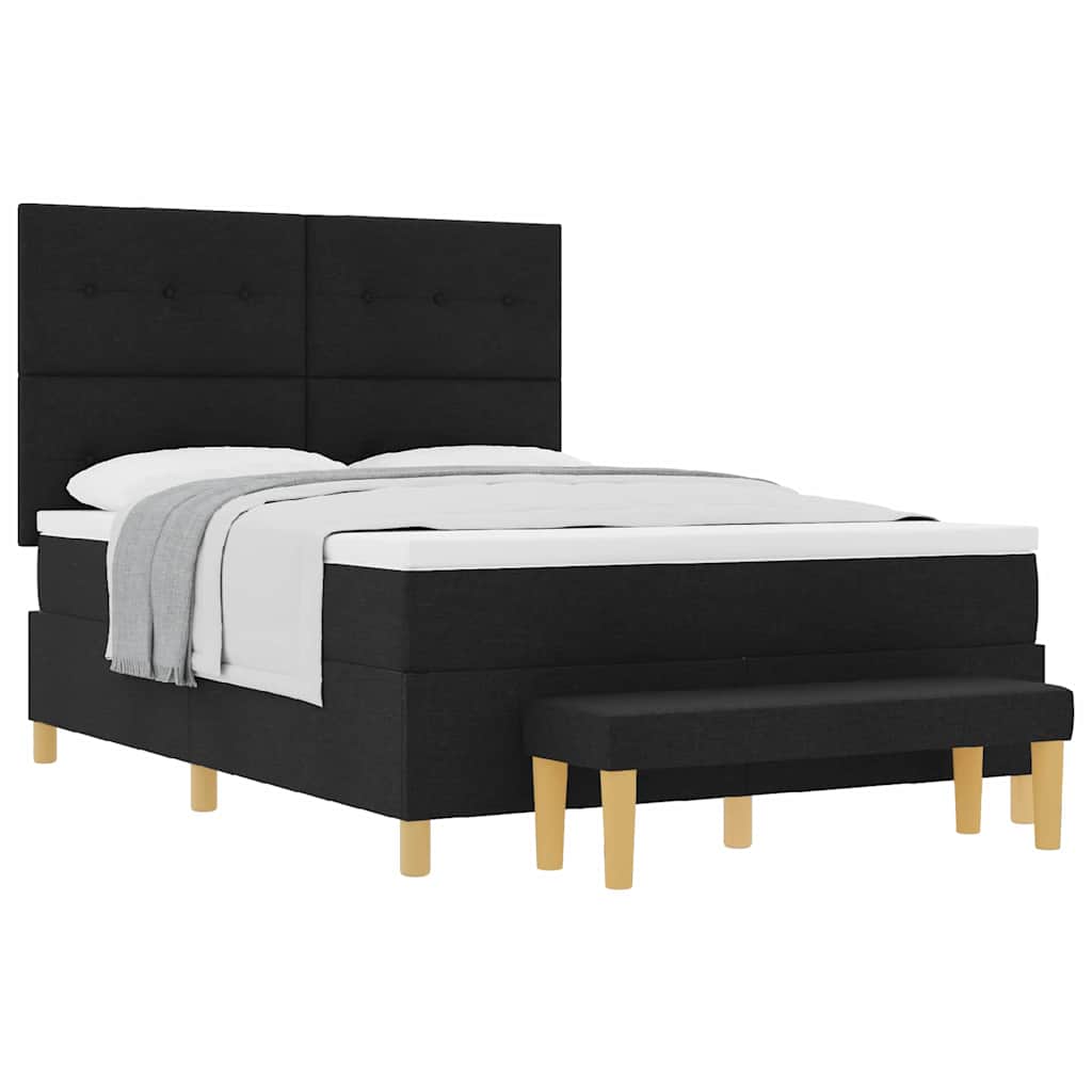 Boxspringbett Mit Matratze Schwarz 140 X 190 Cm Stoff Dunkelgrau