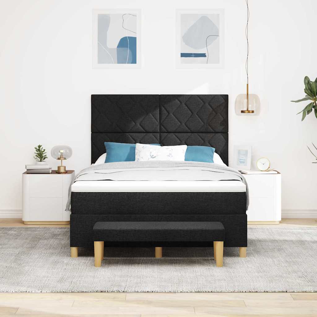 Boxspringbett Mit Matratze Schwarz 160 X 200 Cm Stoff Dunkelgrau