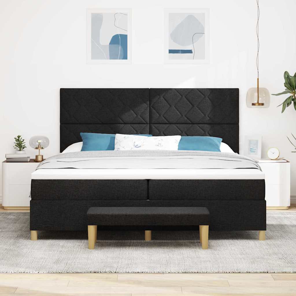 Boxspringbett Mit Matratze Schwarz 200 X 200 Cm Stoff Dunkelgrau
