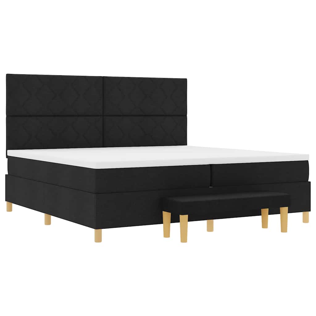 Boxspringbett Mit Matratze Schwarz 200 X 200 Cm Stoff Dunkelgrau
