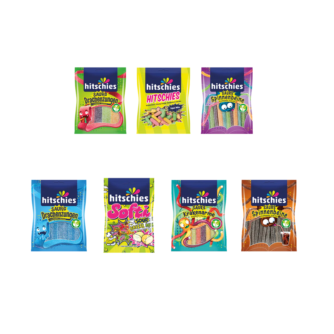 Hitschies Buntes Bündel Sauer 3420 g 100% sauer Mix aus 28 Candy Tüten Vorteilspreis