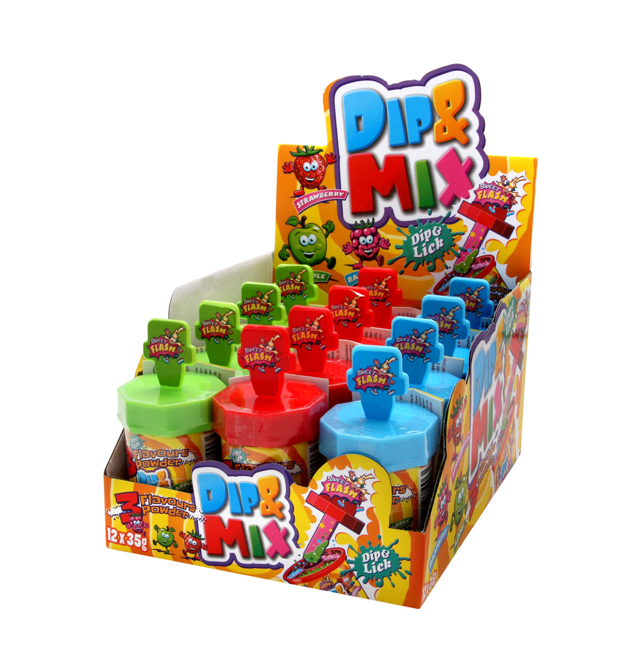 Sweet Flash Dip & Mix saure Lollipop mit Pulver zum dippen 35g – Verpackung