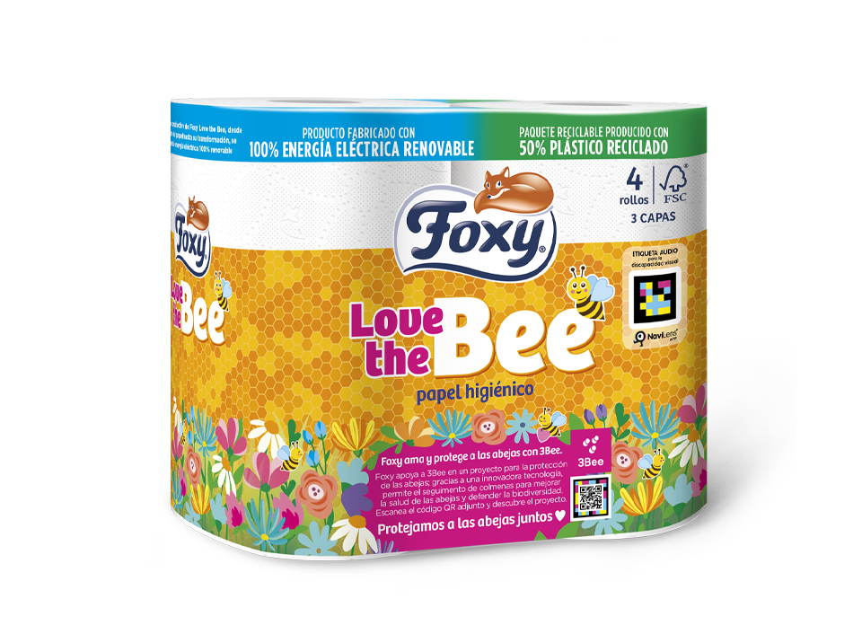 Foxy Love The Bee Papel Higiénico 3 Capas 4 Rollos