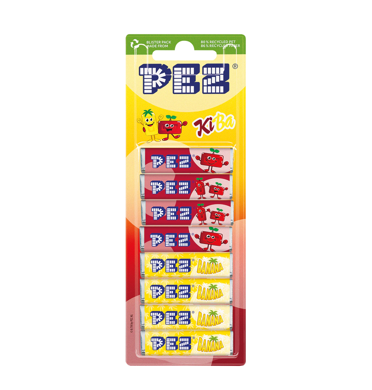 PEZ Spender Nachfüllungen Kirsche/Banane 8er 68g
