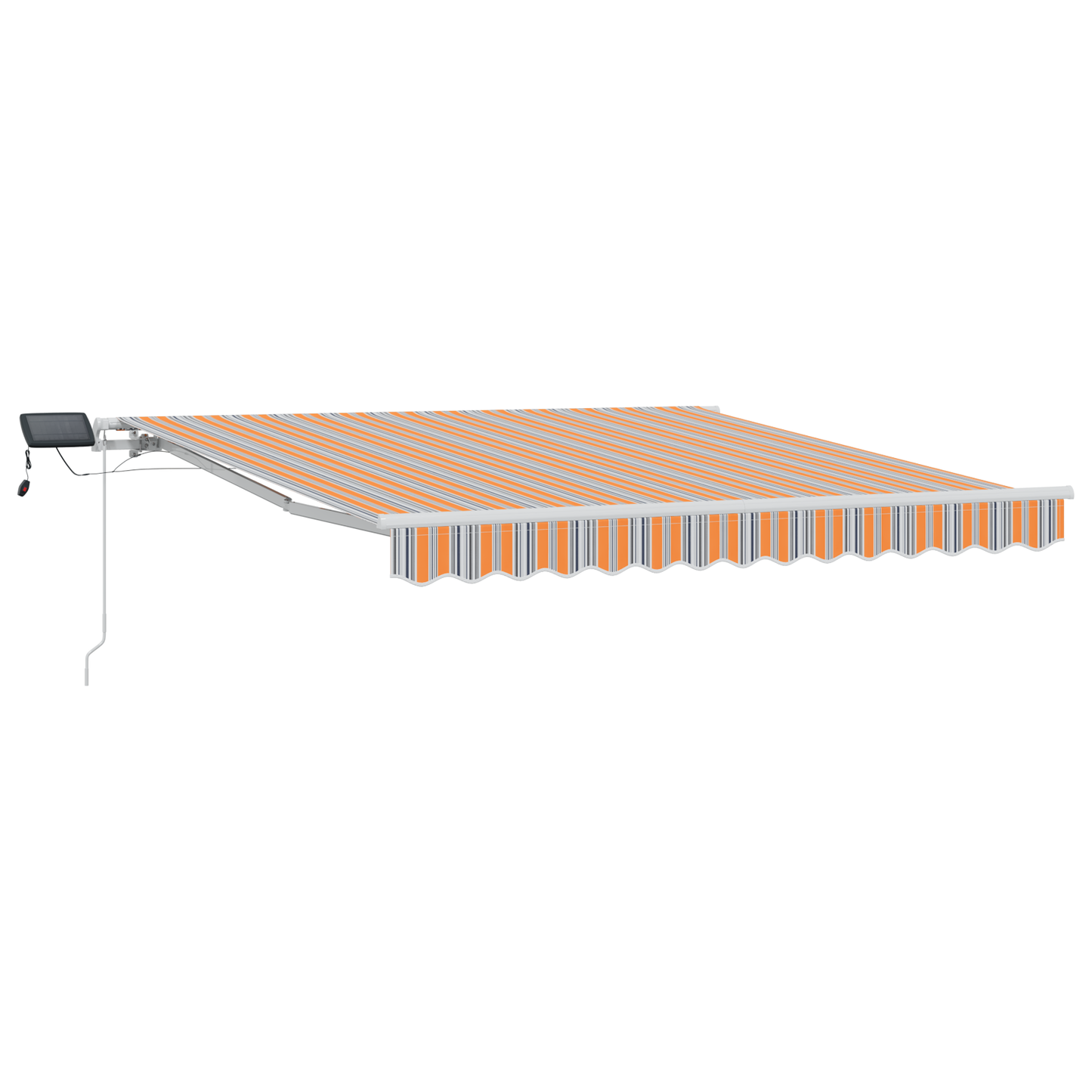 Manuelle Einziehbare Markise Mit Led Und Buntem Streifen Orange/Grau/Blau/Weiß