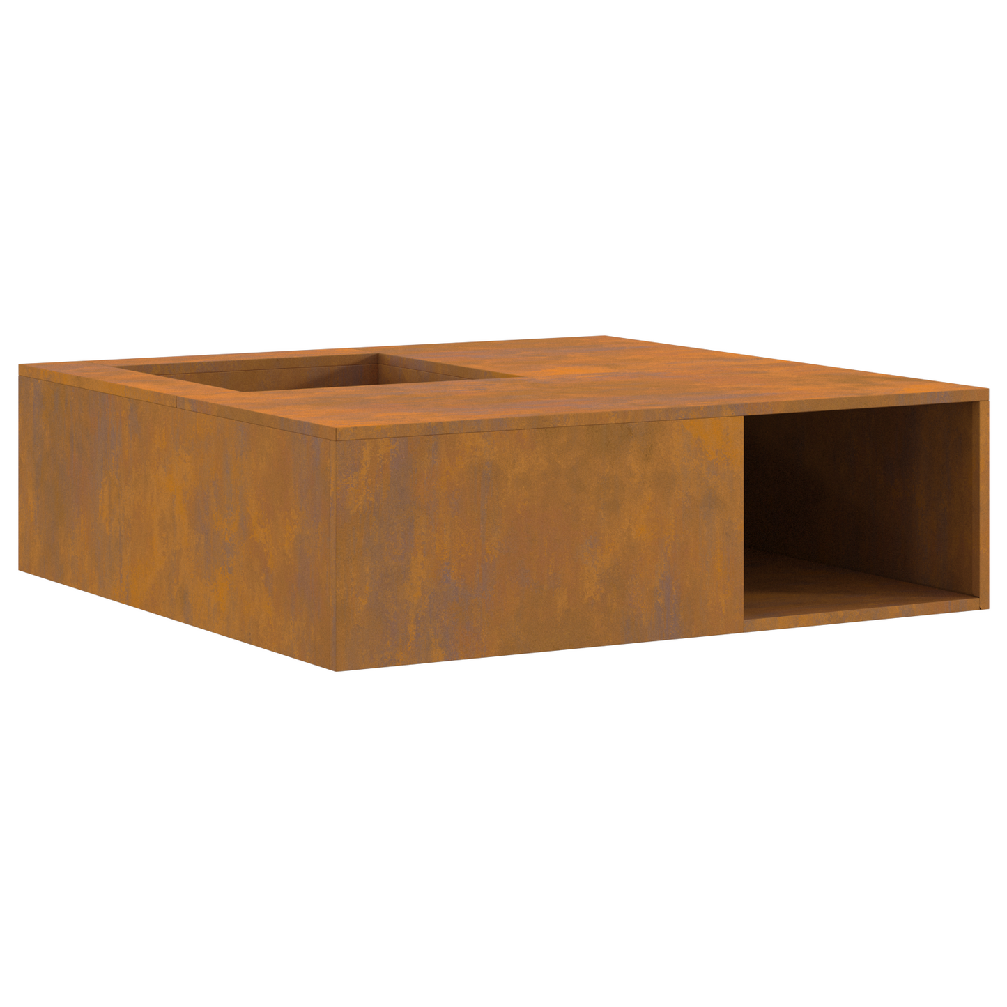 Feuerstelle Mit Holzlager 100X100X30 Cm Wetterstahl