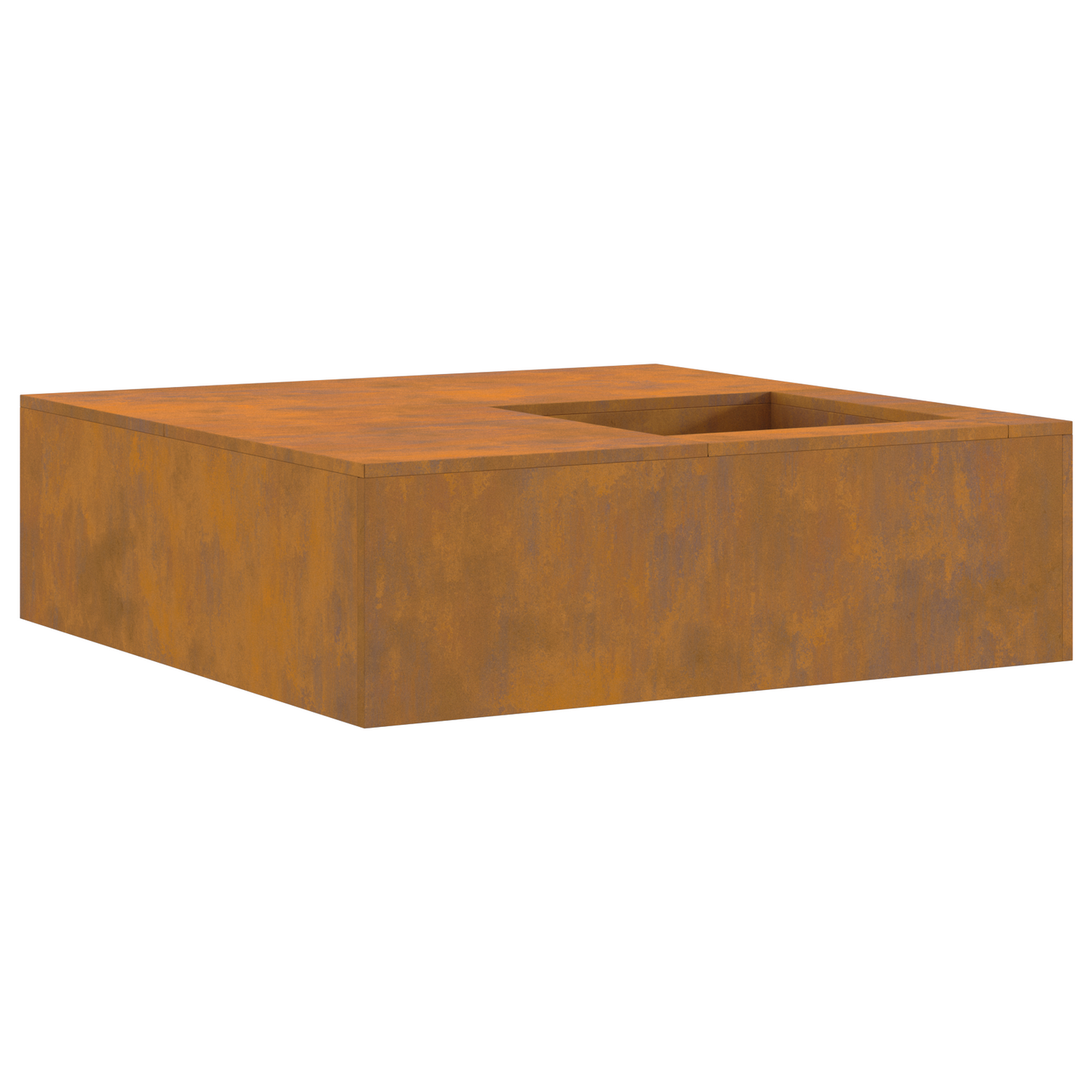 Feuerstelle Mit Holzlager 100X100X30 Cm Wetterstahl