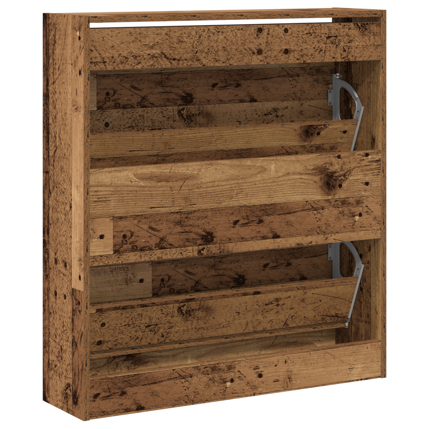 Schuhschrank Mit Klappenfach 80X21X87,5 Cm Altholz
