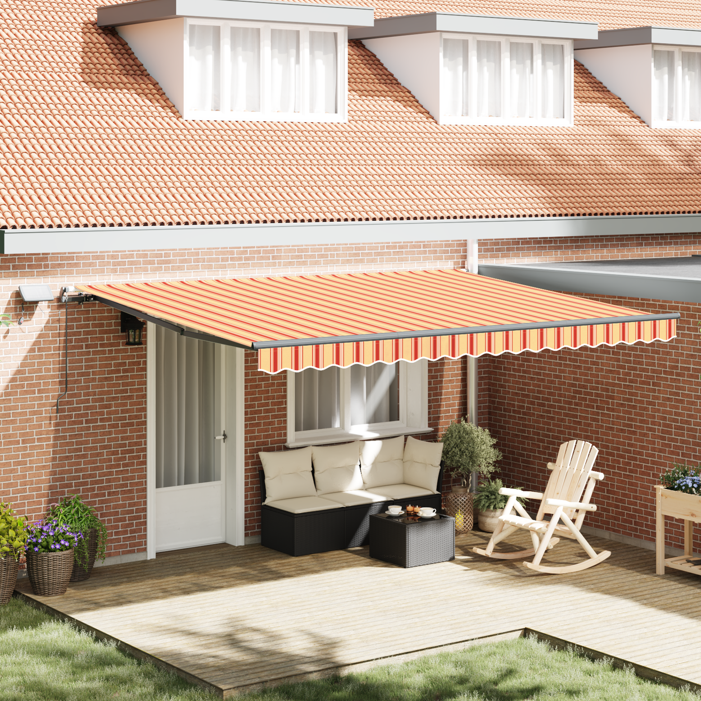 Manuelle Einziehbare Markise Mit Led Gelb Und Orange