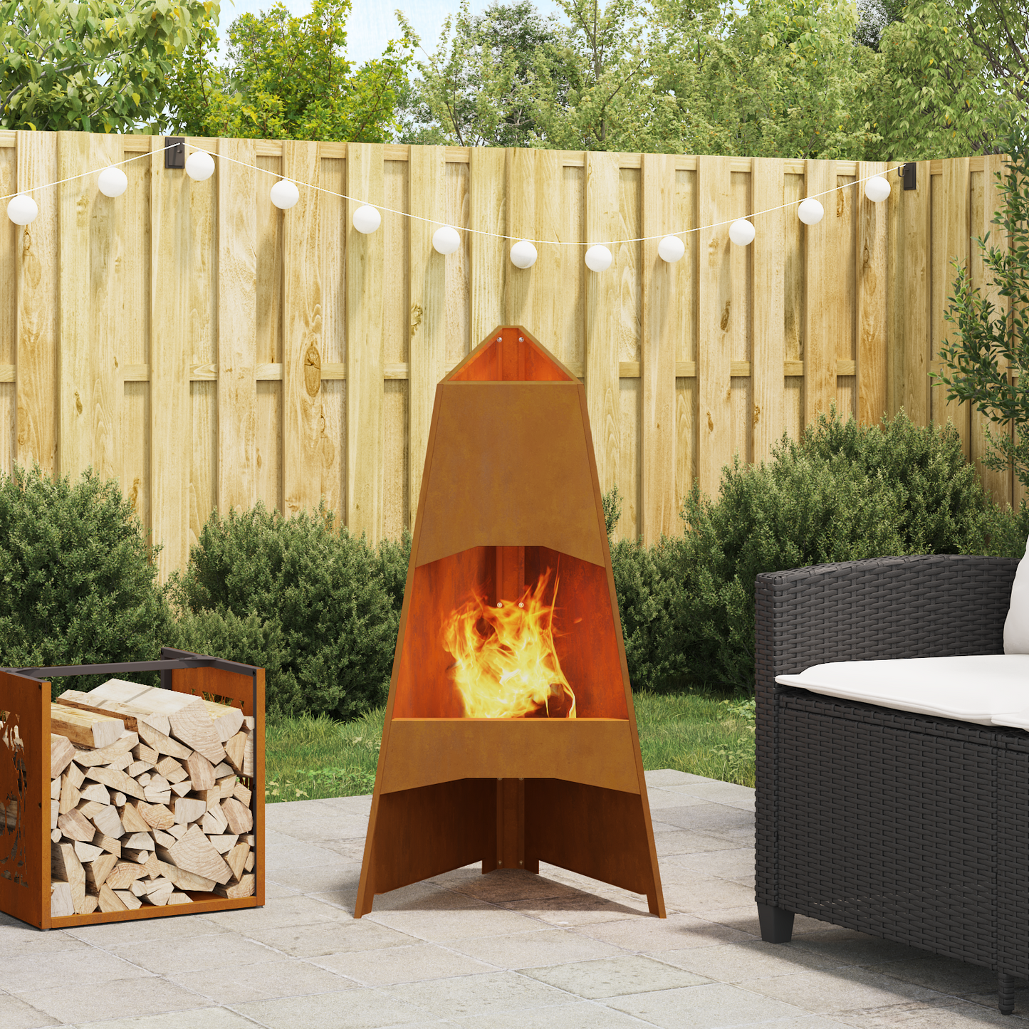 Feuerstelle Pyramid Schwarz 50X45X95 Cm Stahl